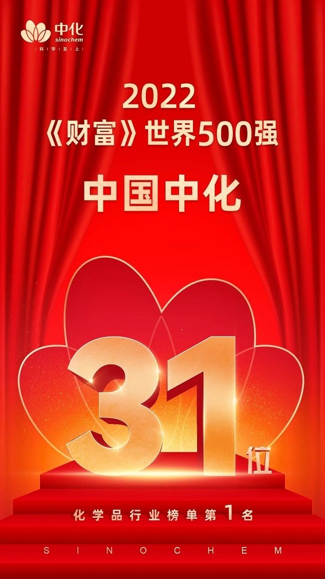 中国中化排名总榜单第31位